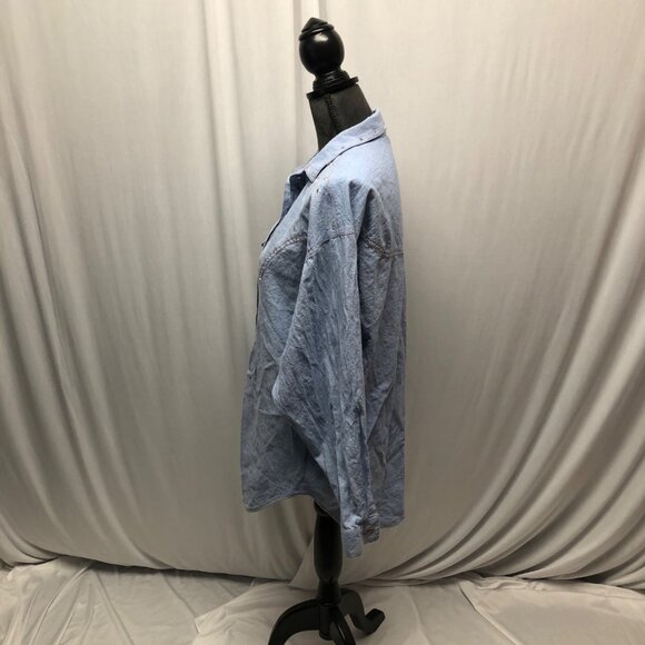 Ann Michael Shirt Womens Size Medium Light Blue Button Up Rhinestone Cotton 80s - Picture 3 of 6